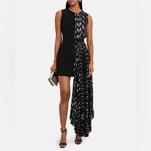 Ronny Kobo Sabrina Pleated High-Low Black Silver Dress Sz. S Glam Party Cocktail